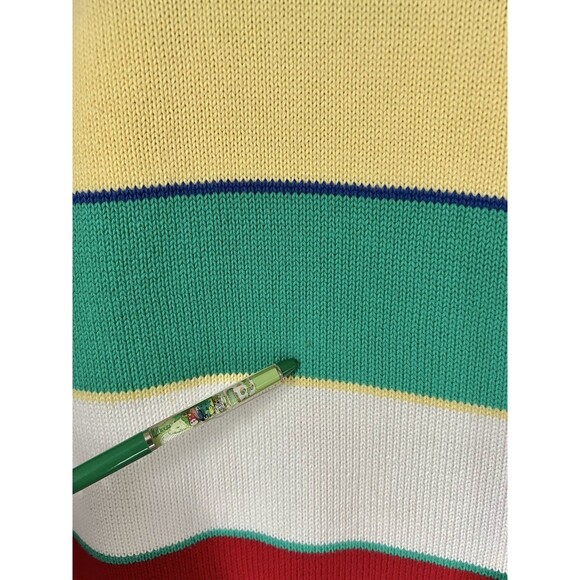 Vintage 90s Lands End Womens S/M Stripe Color Block Knit Crewneck Sweater Preppy - Picture 9 of 9